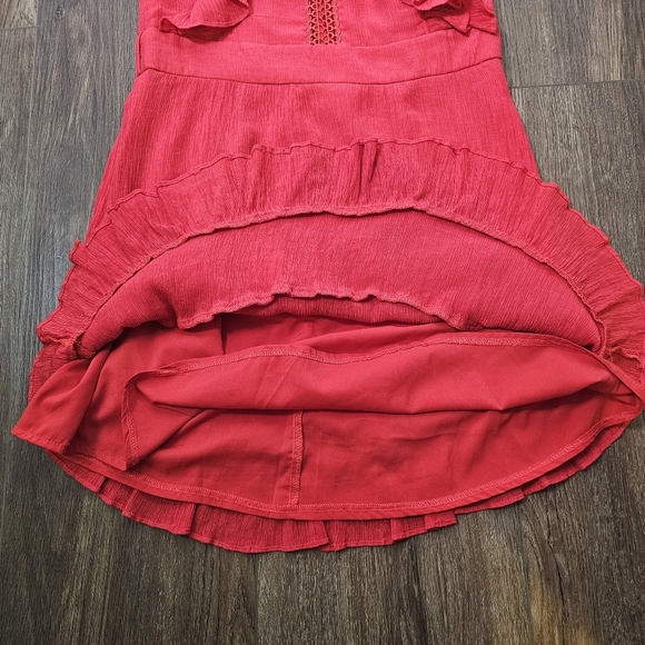 Hello Molly Red Ruffle Dress SZ 8 Layered Midi Romantic - Picture 10 of 15